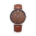 New design masculino custom made wooden dials leather strap casual watch for men